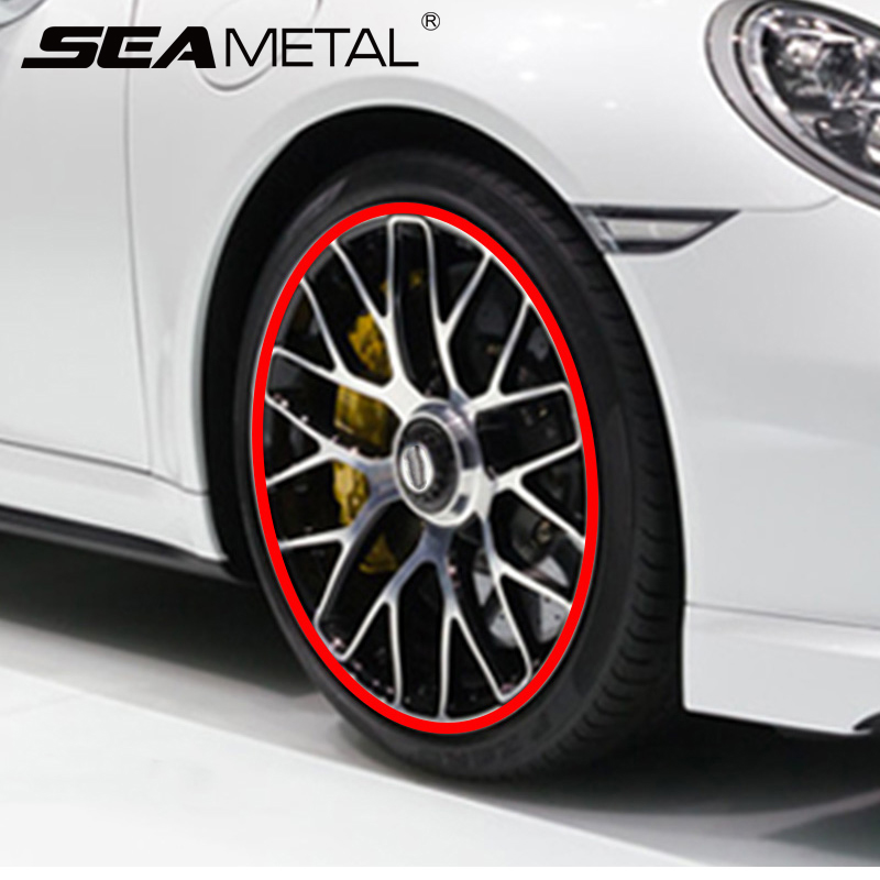 8m Car Wheel Rim Sticker Chrome Wheel Decoration in Auto Tire Rims Plated Strip Protection Decal Sticker on Car Body Accessories