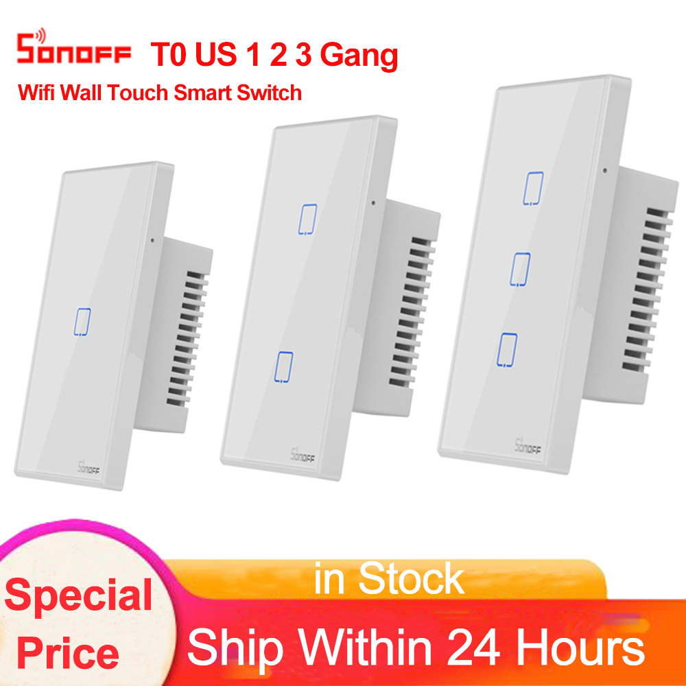 Sonoff TX T0 US 1/2/3C Wifi Switch Smart Home Remote Control Wireless Touch Wall Light Timer Switch Work With Alexa Google Home