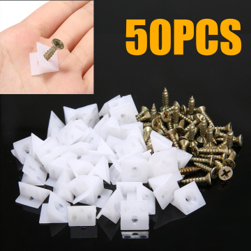 50pcs 13.5*9.5mm Furniture Chest Drawer Bottom Repair Fixing Mending Wedges Drawer Angle Code Bracket Fastener with Screws