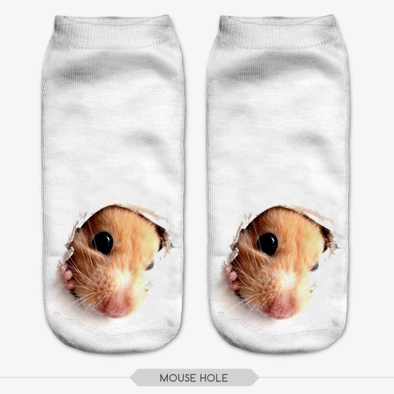 New 3D Printi Women Socks Unisex Cute Low Cut Ankle Sock Multiple Colors Casual Funny Hamster Dog Cat Monkey Owl Sokken