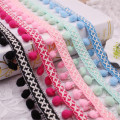 Tassel Lace Ribbon With Pompom Ball Trim Colorful Ribbons DIY National Wind Garment Accessories Home Party Decoration 1yard/pack