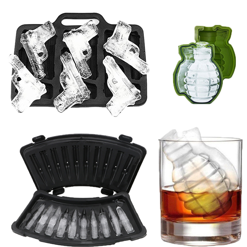 Creative Gun Bullet Shape Ice Cube Maker 3D DIY Ice Cube Mold Chocolate Candy Mould Cold Drink Whiskey Wine Ice Maker