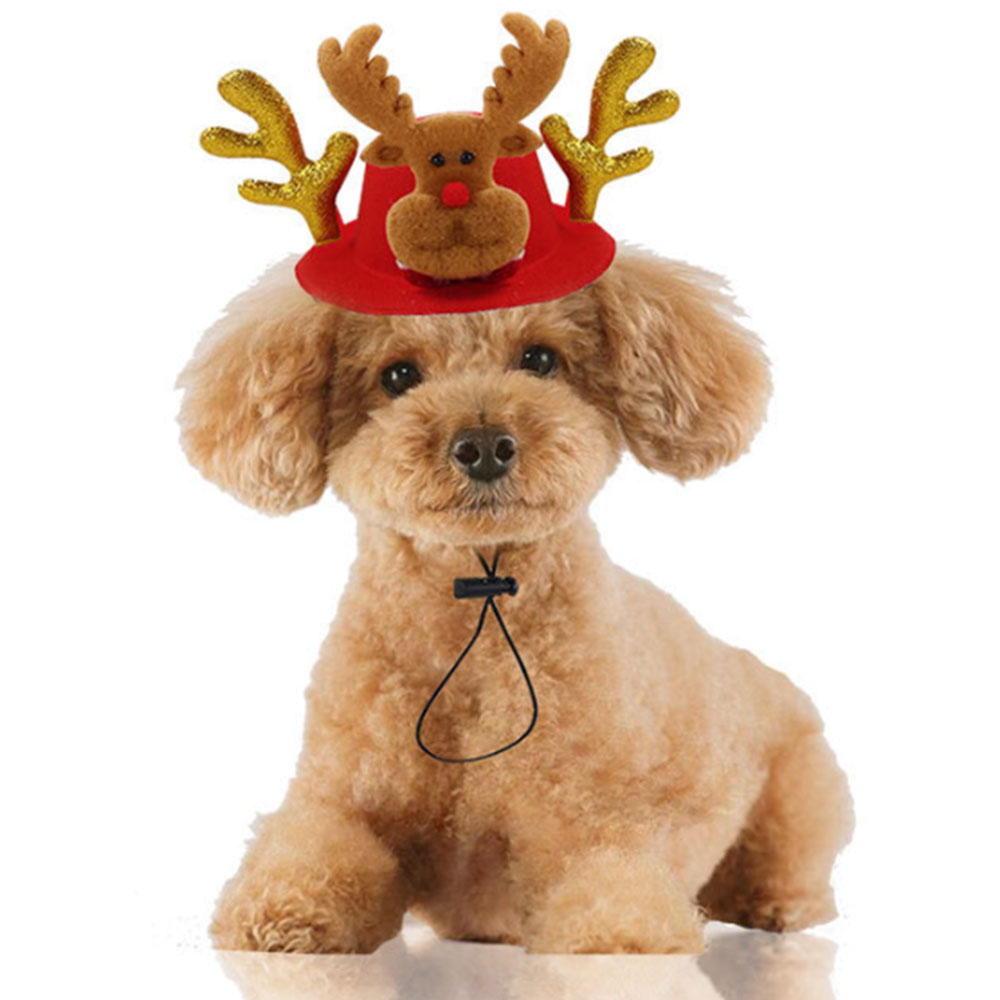 Funny Xmas Hat Pet Dog Cat Christmas Headwear Christmas Elk Reindeer Antlers headband Hat Apparel Adjustable Snowman Cap