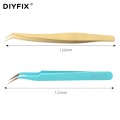 DIYFIX Eyelash Extension Tweezers Curved Tips Stainless Steel Forceps for Nail Art Rhinestones Gem Decor Picking Hand Tool