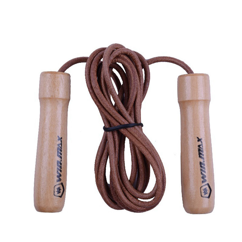 Pro Leather Skip Skipping Jump Speed Rope Adjustable Weighted Exercise Fitness Gym Ring