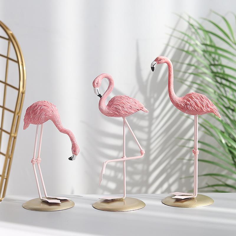 Nordic Home Decoration Desktop Decoration Resin Sculpture Home Decor Creative Pink Flamingo Modern Simulation Animal Statue