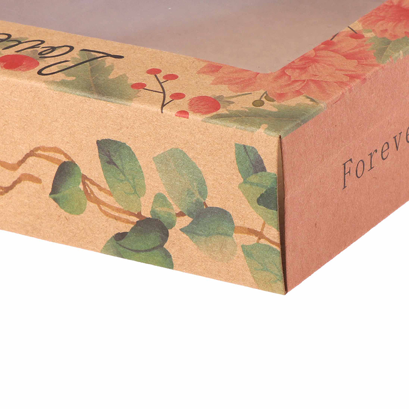 10pcs Large paper box with window DIY kraft marbling design flower style Gift box cake home party wedding holiday Packaging