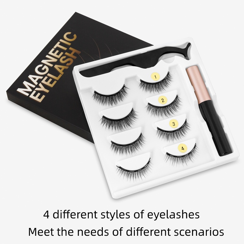 Magnetic Eyelashes 3D Mink Eyelashes Magnetic Eyeliner Magnetic Lashes Short False Lashes Lasting Handmade Eyelash Makeup Tool