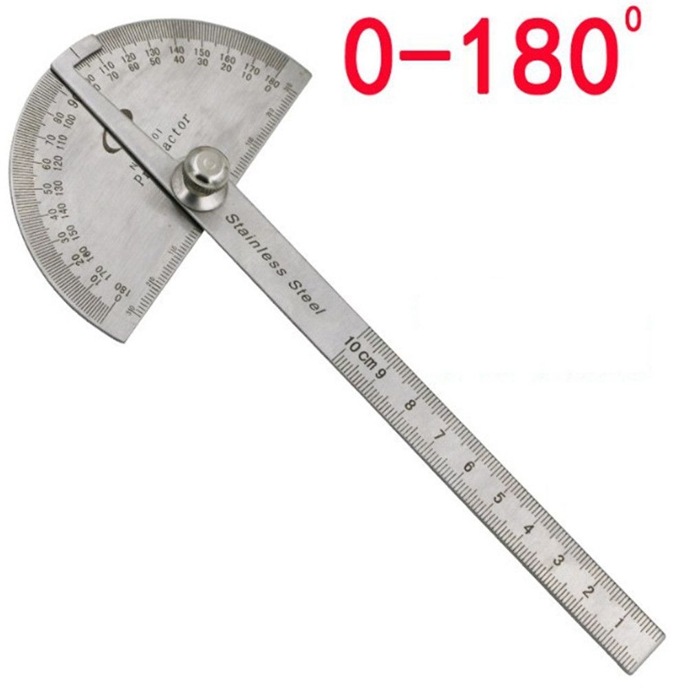 Stainless Steel Protractor Round Head Rotary Angle Rule Multifunction Metal Arm Ruler Adjustable Mathematics Measuring Tools