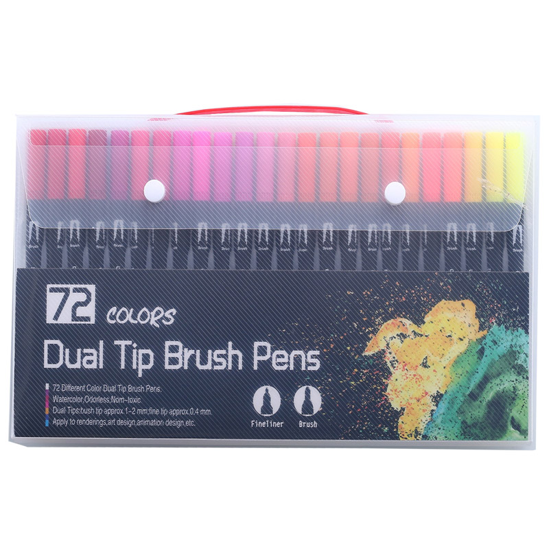 100PCS Colors Dual Tip Brush Marker Pen Fineliner Drawing Painting Watercolor Art Marker Graffiti Pen School Supplies Stationery