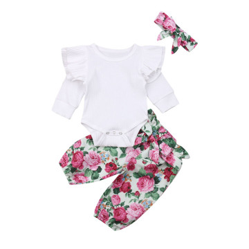 Fashion Autumn Baby Girls Clothing Set 3pcs Toddler Kids Baby Girls Ruffles Long Sleeve Tops Pants Leggings Outfits Set Clothes