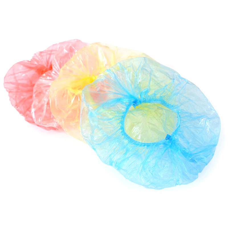 100pcs Disposable Shower Caps Hairnet Catering Stretch Hat Spa Hair Salon Hotel One-Off Bathing Elastic Shower Hat 32-70cm