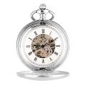 Silver Golden Smooth Mechanical Watch Men's Pocket Watches Men Women Hand Winding Pocket Watch Chain Clock Simple FOB Watches