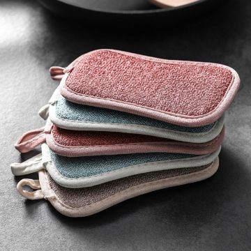 1-4Pcs Double Sided Scouring Pad Reusable Cleaning Magic Sponge Cloth Kitchen Cleaning Tools Wipers Dish Towels Kitchen Items