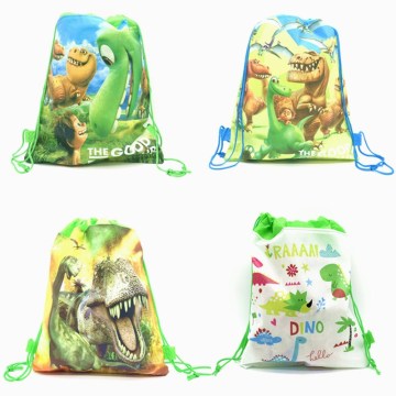 4 style Cartoon Dinosaur Drawstring Backpack Non-Woven Fabric Loot Bag Gift Bag Theme Party For Kids Boy Birthday Decoration 1p