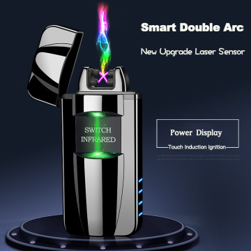 Smart Laser Sensor Windproof Dual Arc Cool Lighter Plasma Flameless USB Rechargeable Electric Lighters Smoking Creative Gifts