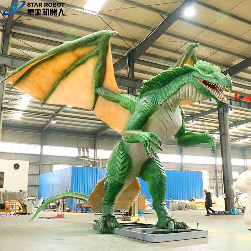 Lifelike Animatronic Green Dragon