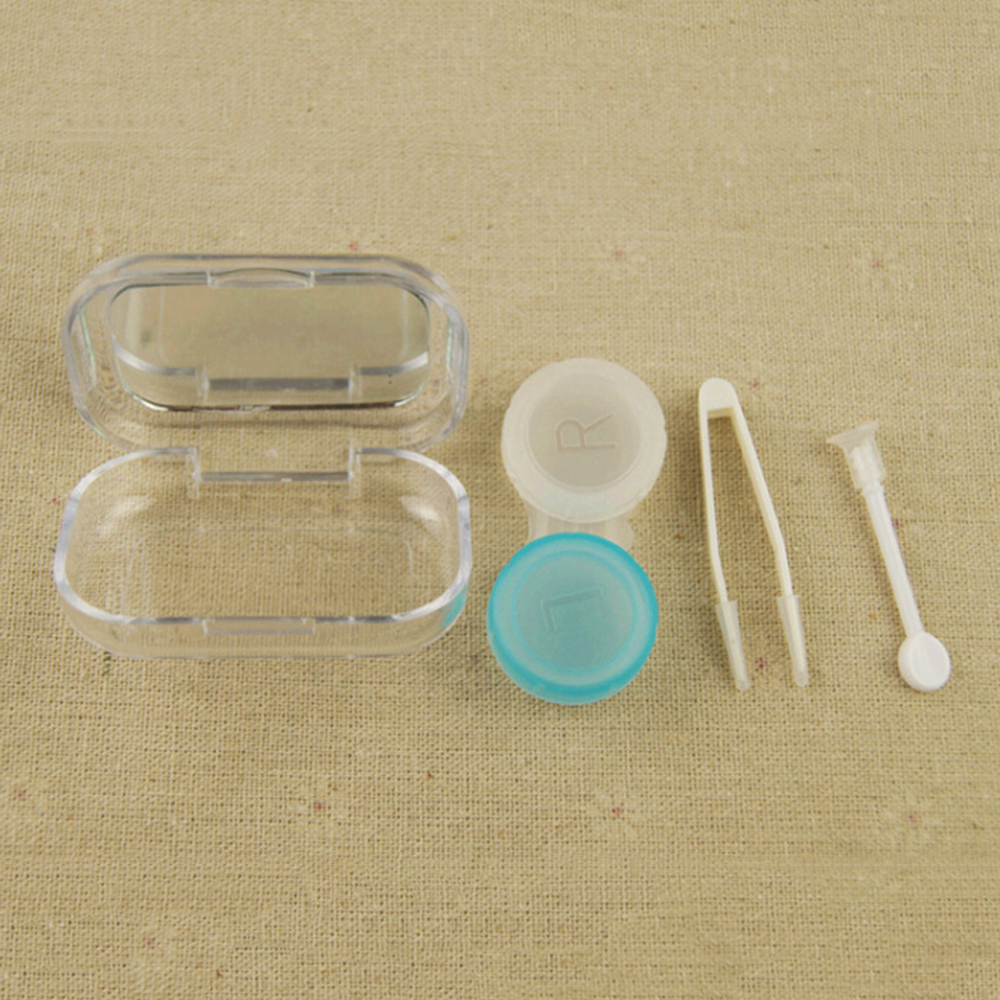 Wholesale Free Shipping 50pcs Contact Lens Cases +Mirror Stick Storage Kit Soaking Container Travel Accessaries Eye Care Product