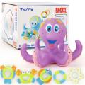 Children Bath Toys Octopus Bath Game Set Fun Floating Bath Toys Baby Octopus Kids Infant Toddlers 5 Rings Learn Play Fun Toys