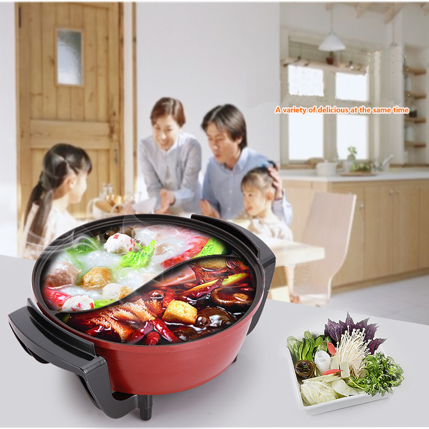 1PC Electric Multifunctional hot pot mandarin duck pot hot pot mandarin duck cooker electric yuanyang pot 1500W 6L