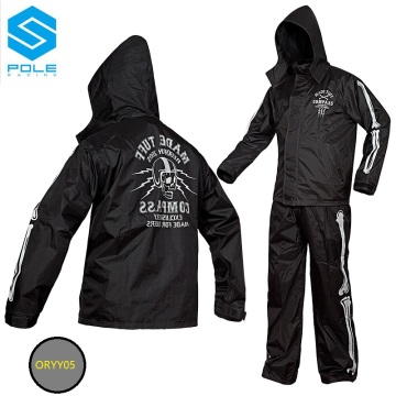 Skull Motorcycle Rain Suit Black motorbike Rain Gear Pole moto raincoat suit outdoor fishing riding rain wear against heavy rain