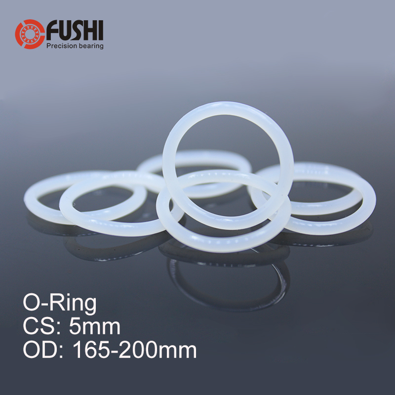 CS5mm Silicone O RING OD 165/170/175/180/185/190/195/200*5 mm 5PCS O-Ring VMQ Gasket seal Thickness 5mm ORing White Red Rubber