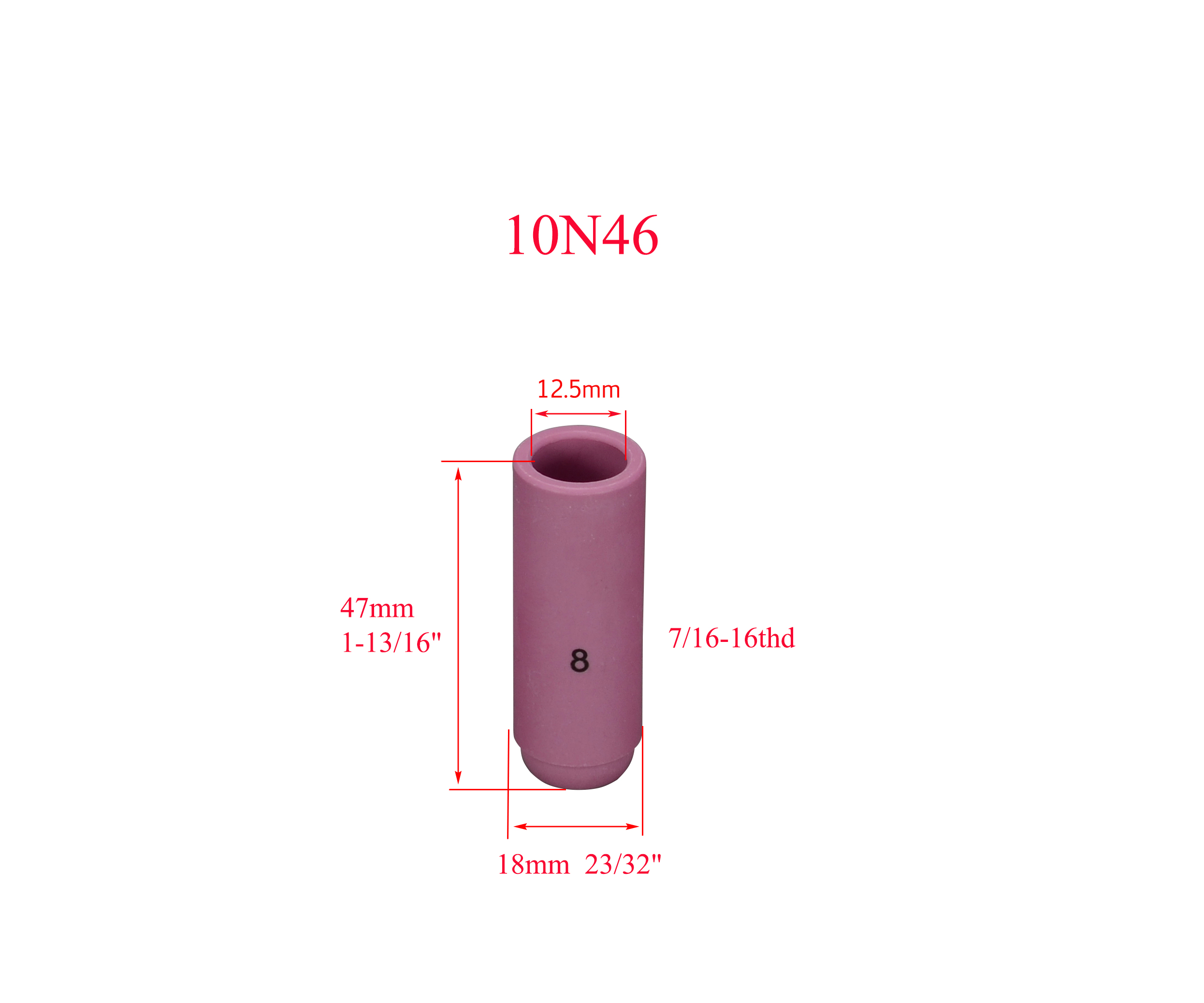 TIG Alumina Ceramic Nozzles Gas Lens Cup #8 10N46 Fit TIG Welding Torch Consumables SR PTA DB WP 17 18 26 Series,10PK
