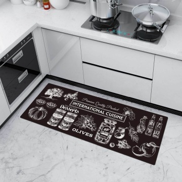 Doormat Rugs Kitchen Carpet Leather Cartoon Print Anti Slip Long Protective Floor Mats PVC Mat for Kitchen Waterproof Bedroom