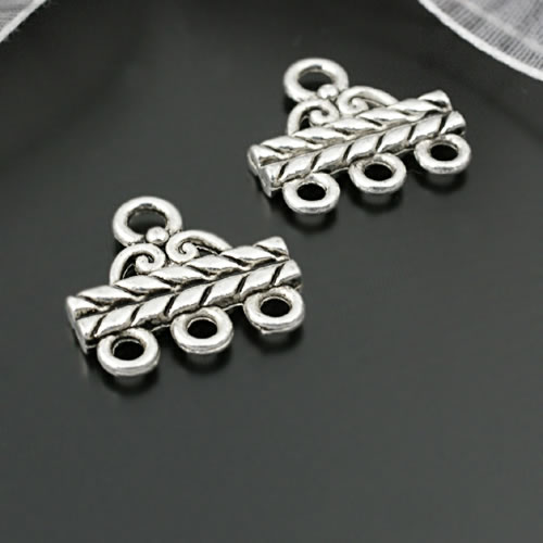 (27988)50PCS 14x13MM Antique Style Zinc Alloy 3 Holes Hanging Connector Earrings Charms Jewelry Findings Accessories Wholesale