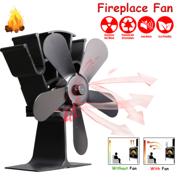 5 Blades Heat Powered Stove Fan Burner Eco Fan Quiet Home Fireplace Fan Efficient Heat Distribution Fireplace Accessories