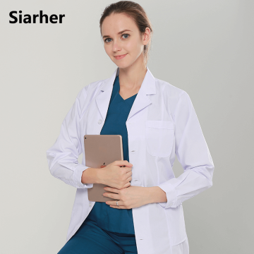 Medical white coat Long short Sleeve women & men Medical Coat Uniform Medical Lab Coat Hospital Doctor Slim medical uniform