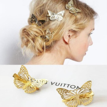 1Pcs Fashion French Gold Hollow Butterfly Hair clip hairpin Cute hairwear Imitation Bridal hairpin Animal Jewelry For Girls
