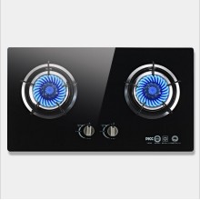 Home Knob Built-in Gas Hobs Gas Embedded Double Cooktop Stove Liquefied Gas Energy Saving Black Crystal Explosion-proof Tempered