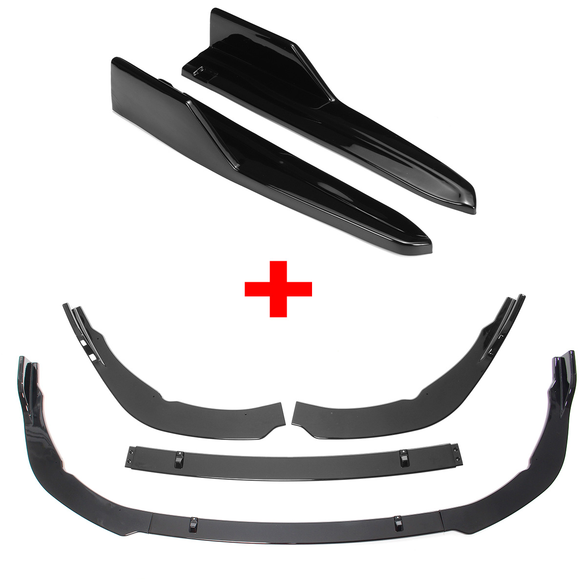 Glossy Black Car Front Bumper Splitter Lip Guard + Rear Bumper Diffuser Splitters Protector For Toyota Camry SE/XSE 2018 2019