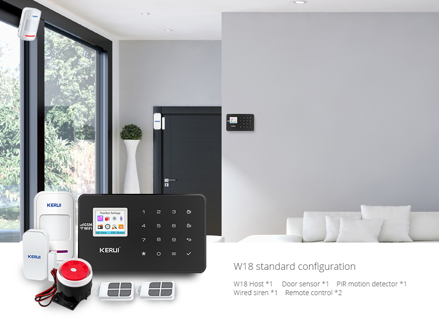 KERUI W18 Black Color Mental Remote Control Wireless Home Alarm Wifi GSM APP LCD GSM SMS Burglar Security Alarm System