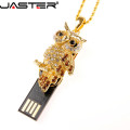 JASTER Pen drive metal keychain 64GB 32GB 16GB 8GB 4GB Crystal owl usb flash drive pendrive waterproof usb stick Hot