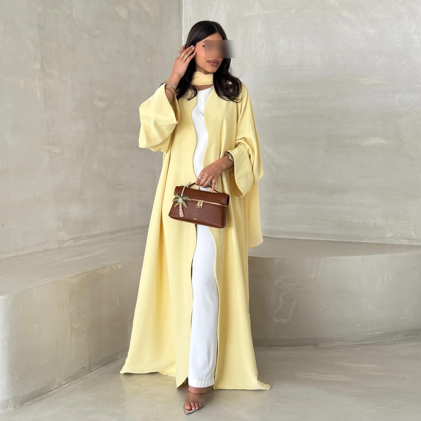 Modest Solid Color Yellow Summer Abaya Cardigan
