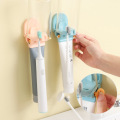 1PC Bathroom Toothpaste Squeezer Toothbrush Holder Wall-mounted Double Card Mouthwash Cup Storage Rack Tool