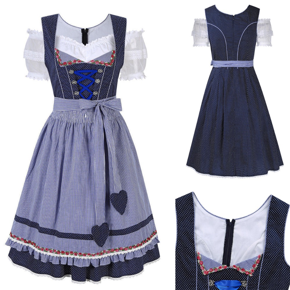 Dirndl Dress German Oktoberfest Bavarian Beer Wench Costume Maid Outfit Fancy