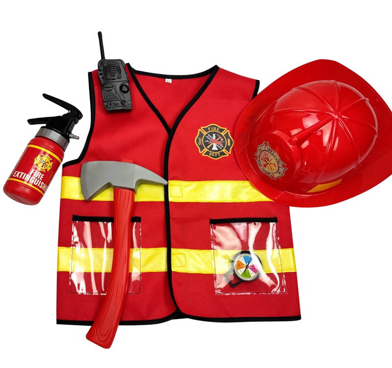 Umorden Kids Firefighter Cosplay Little Fireman Firemen Costume Uniform for Boy Child Halloween Carnival Party Costumes for Boys