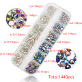 12 Grid 1440pcs Mix Sizes Glass Crystal Non Hot Fix Rhinestone Flatback Crystal 3D glitter Nail Art Rhinestones Decorations