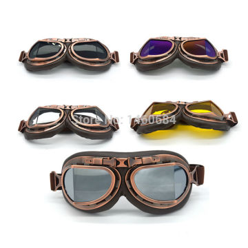 New Hot Retro Pilot Motocross Bikes Cruiser Motorcycle Cycling Goggles Copper Frame Multicolor Lens