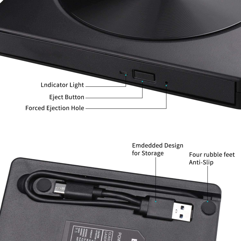 External DVD Drive USB 3.0 Portable CD/DVD+/-RW Drive/DVD Player For Laptop CD ROM Burner Compatible USB CD Drive Home Audio