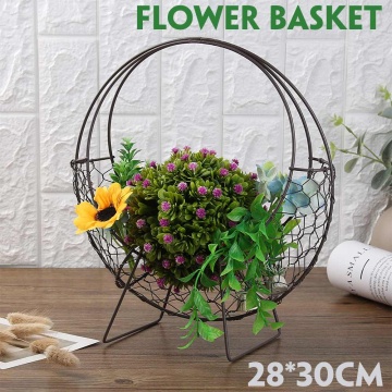 Modern Decorative Iron Plant Rack Succulent Shelf Pot Stand Plant Holder Metal Round Moon Shape Plant Shelves Hanging Basket