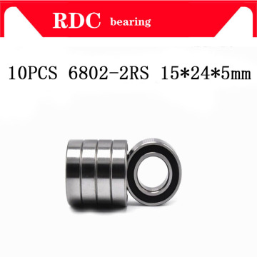 Free Shipping 10PCS ABEC-5 6802-2RS High quality 6802RS 6802 2RS RS 15x24x5 mm Thin Wall Rubber seal Deep Groove Ball Bearing