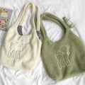 Ladies Large-capacity Shopping Bag Shoulder Bag Fashion Imitation Lambskin Lamb Winter New Design Small Embroidered Tote