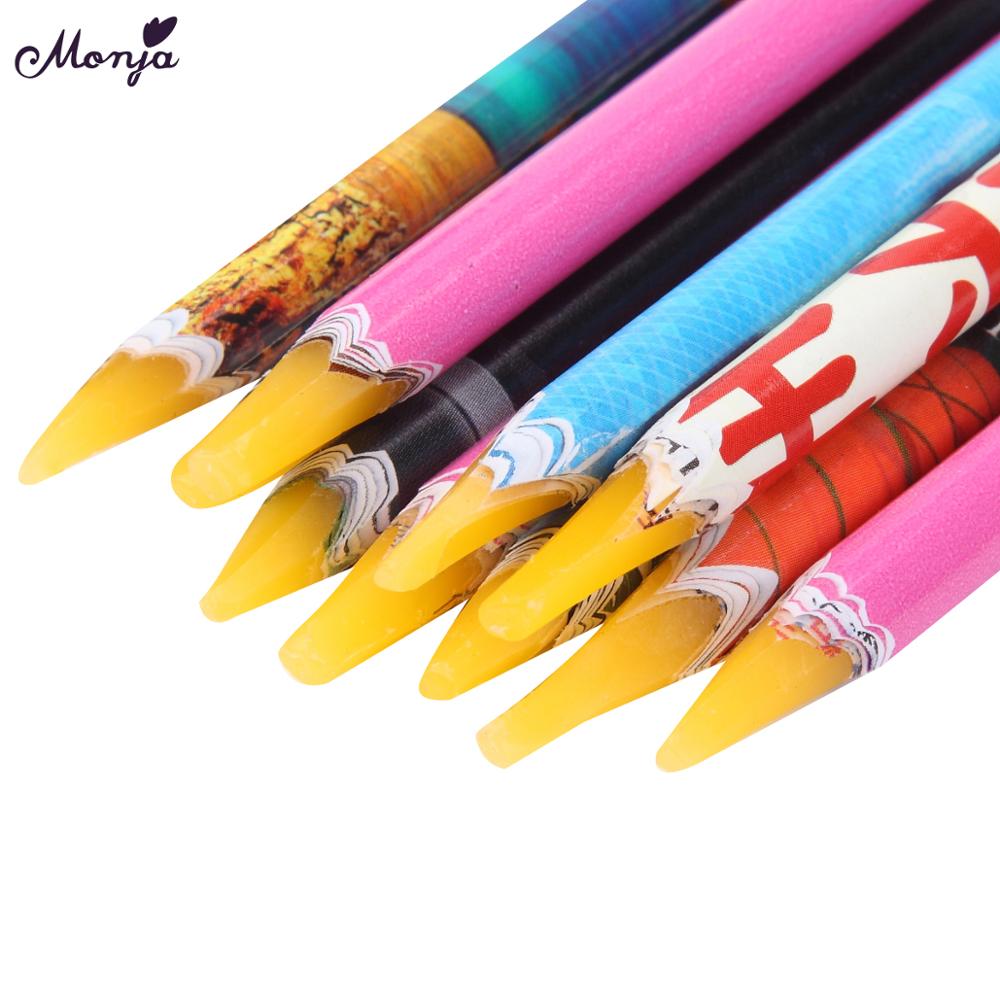 Monja Nail Art Self-adhesive Crayon Wax Pencil Drilling Sequins Rhinestones Gems Beads dotting picking pen Manicure Tool