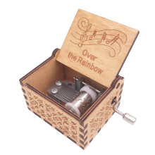 Mini Music Box 18 Note Hand Crank Musical Box Carved Wood Musical Gifts Christmas Music Box for Girls,Play Over The Rainbow
