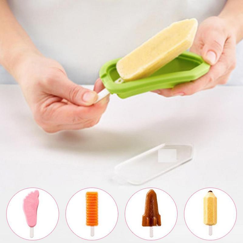 Innovative Cute Homemade Stick Ice Cream Maker 4Pcs/set Silicone Ice Cream Popsicle Mould Silicone Ice Cream Mold Kitchenware
