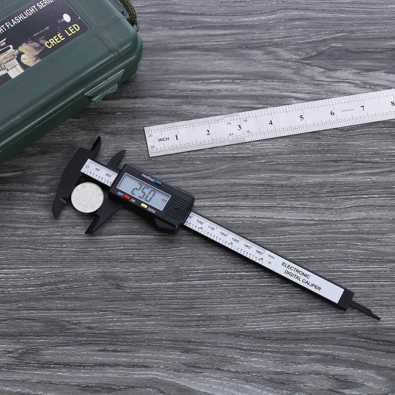 150mm 6inch LCD Digital Ruler Electronic Carbon Fiber Vernier Calipers Gauge Micrometer Measuring Tool Instrument dropshipping